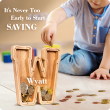 Load image into Gallery viewer, Summidate Customized Name Wooden Piggy Bank
