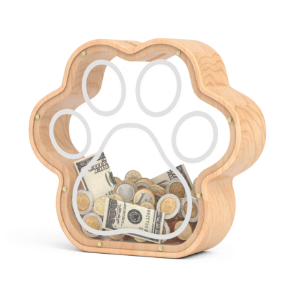 wooden paw piggy bank