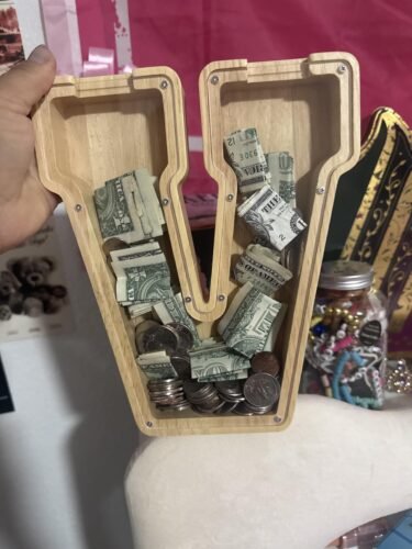 Click to view full screen Wooden Letter Piggy Bank-9Inch naturalwood photo review